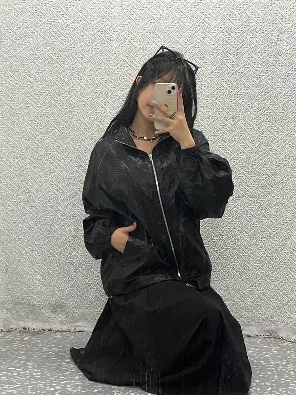 麻ヴィンテージ シャカシャカ素材 ロゴ コーティング ウィンドブレーカー ジップアップ F C06642