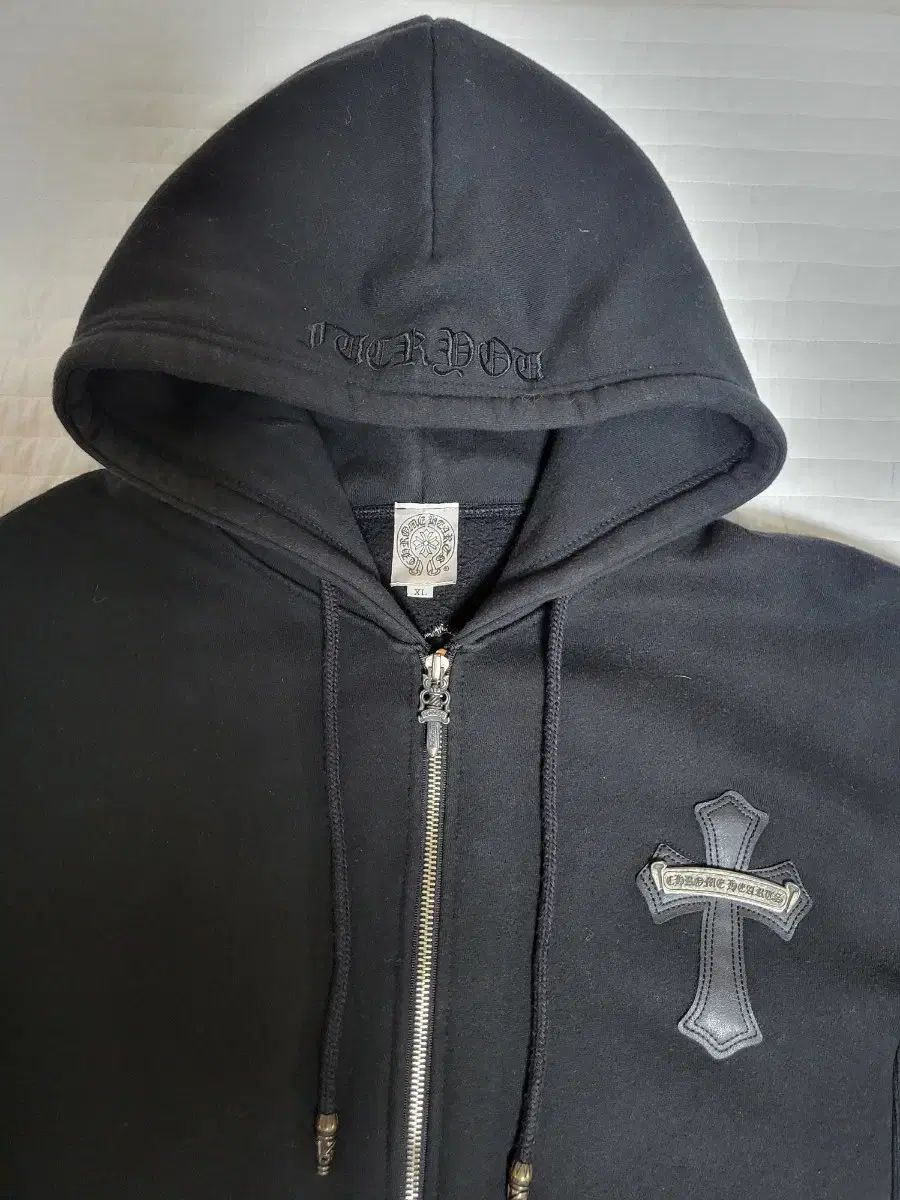 クロムハーツ ブラック クロス パッチ ジップアップフーディー