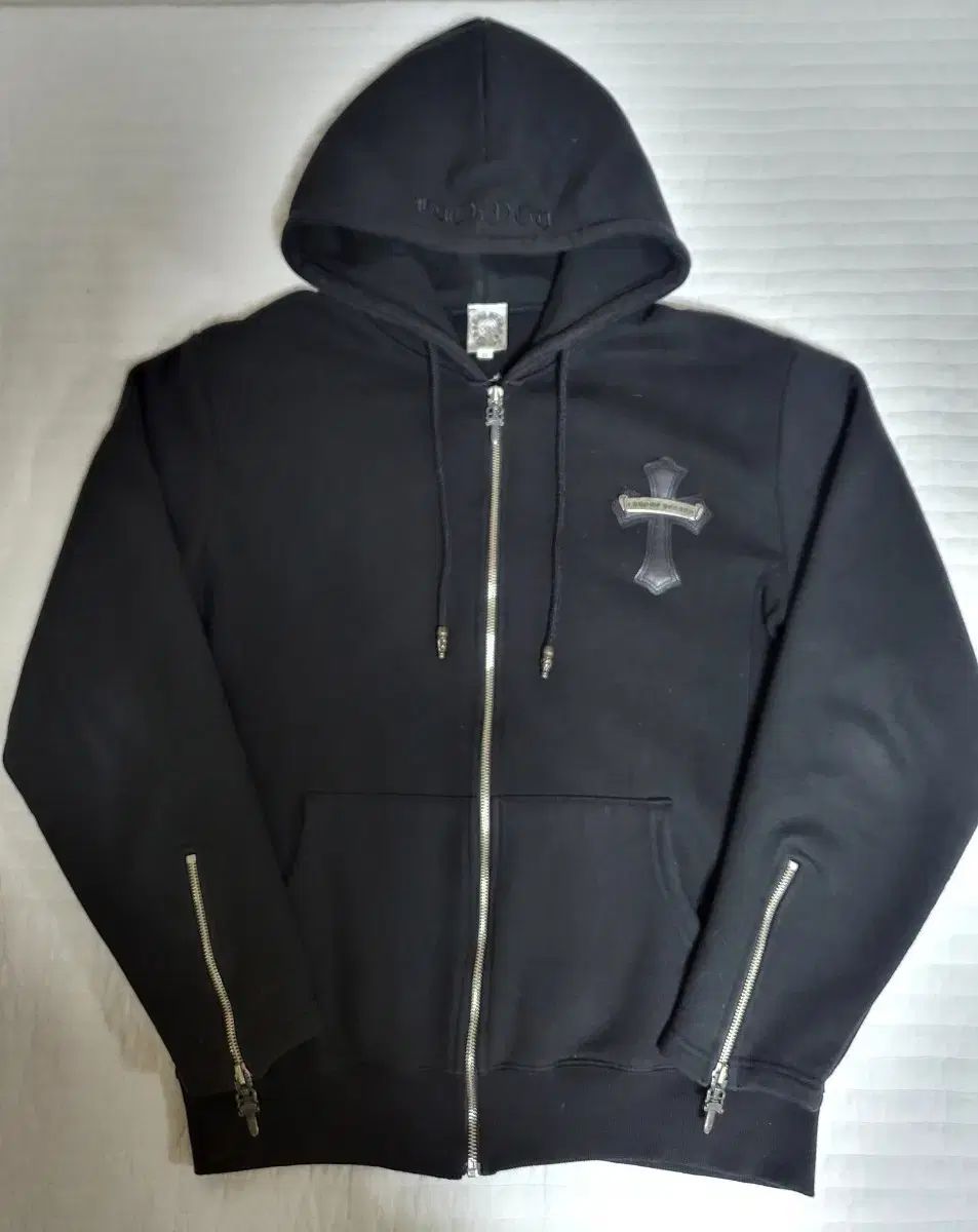 クロムハーツ ブラック クロス パッチ ジップアップフーディー