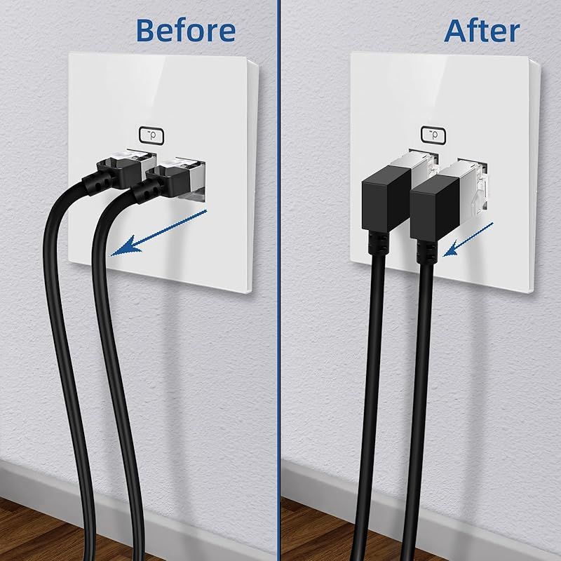 送料込】Dutevolns 極細い Cat6 イーサネットケーブル 90°左角度 3m