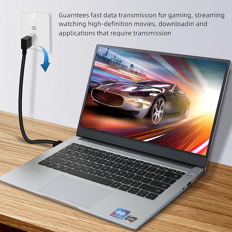 送料込】Dutevolns 極細い Cat6 イーサネットケーブル 90°左角度 3m