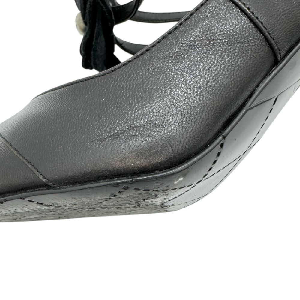 CHANEL/シャネル】カメリア サンダル レザー ブラックレザー