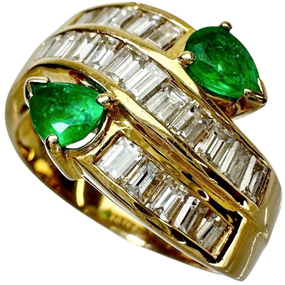 12.5号 エメラルド 0.54ct ダイヤモンド 0.86ct リング 指輪 K18ゴールド 18金 金性分析済 6.1g レディース 真子質店 NN