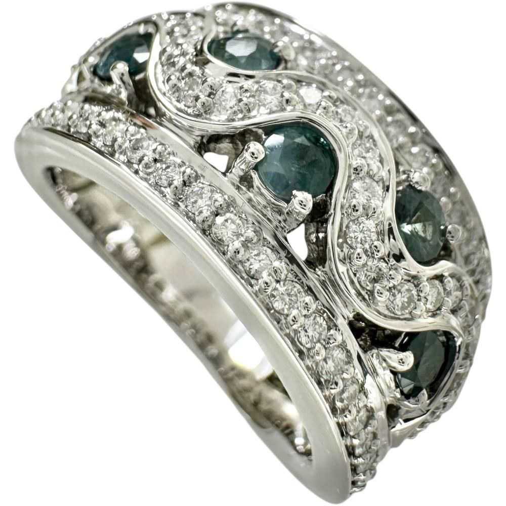 12.5号 アレキサンドライト 0.63ct ダイヤモンド 0.48ct リング 指輪 K18WGホワイトゴールド 18金 10.7g レディース 真子質店 NN