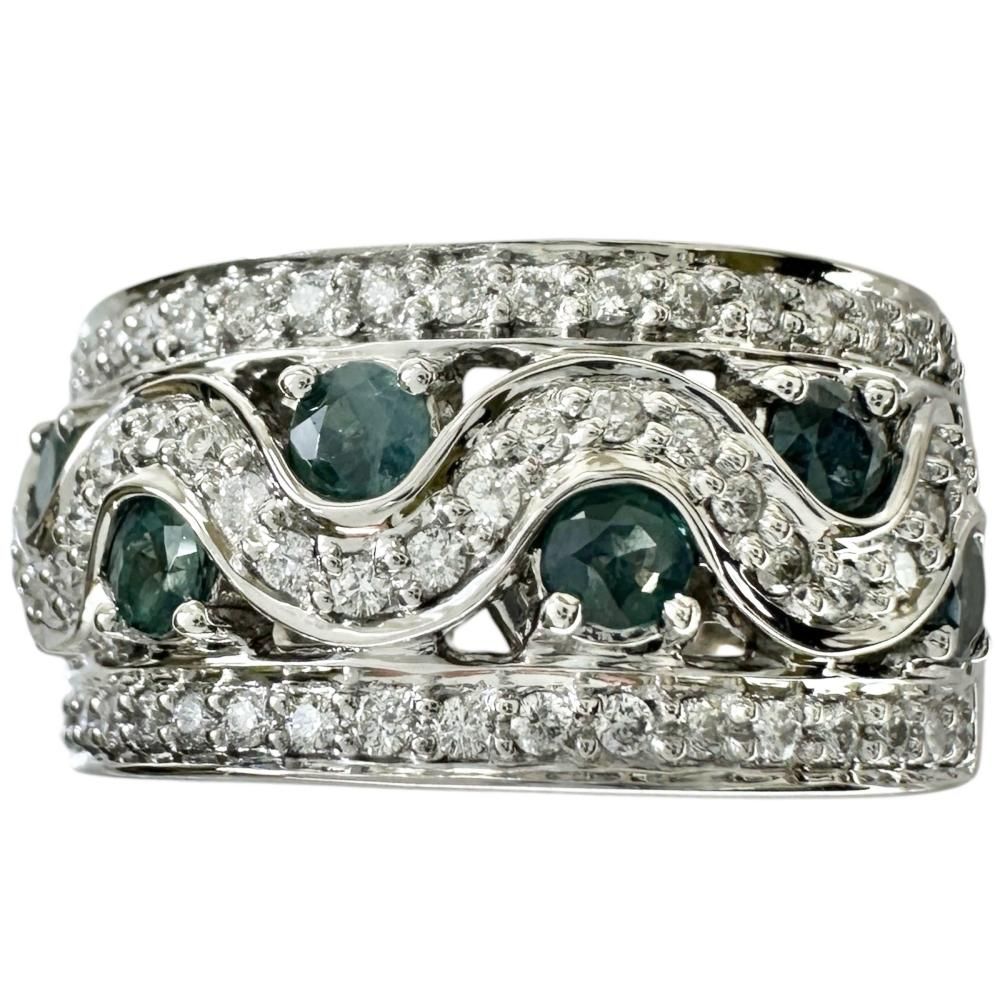 12.5号 アレキサンドライト 0.63 ct ダイヤモンド 0.48 リング 指輪 K 18 WGホワイトゴールド 18金 10.7 g レディース NN