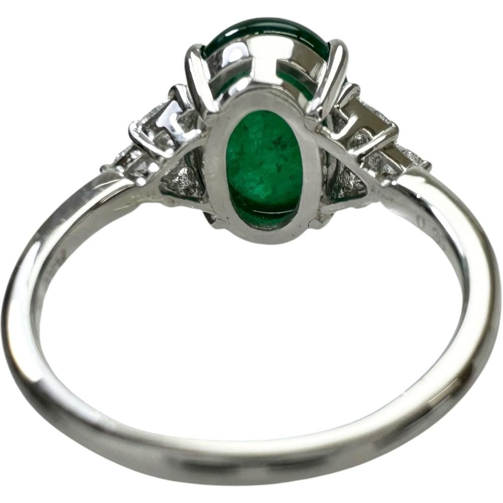  20号 カボションエメラルド 8.04 ct ダイヤモンド 0.36 リング 指輪 Pt 900プラチナ 8.4 g レディース NN リング 指輪 アクセサリー