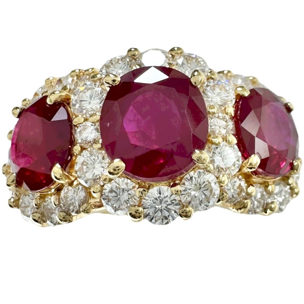 15号 ルビー 3.523 ct ダイヤモンド 1.14 リング 指輪 K 18ゴールド 18金 18～K 19相当 金性 済 7.5 g 777 レディース NN