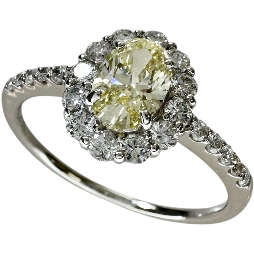 12号 ファンシーライトイエローダイヤモンド FLY-SI2 0.554ct ダイヤモンド 0.41ct リング 指輪 Pt950プラチナ 3.0g レディース 真子質店 NN