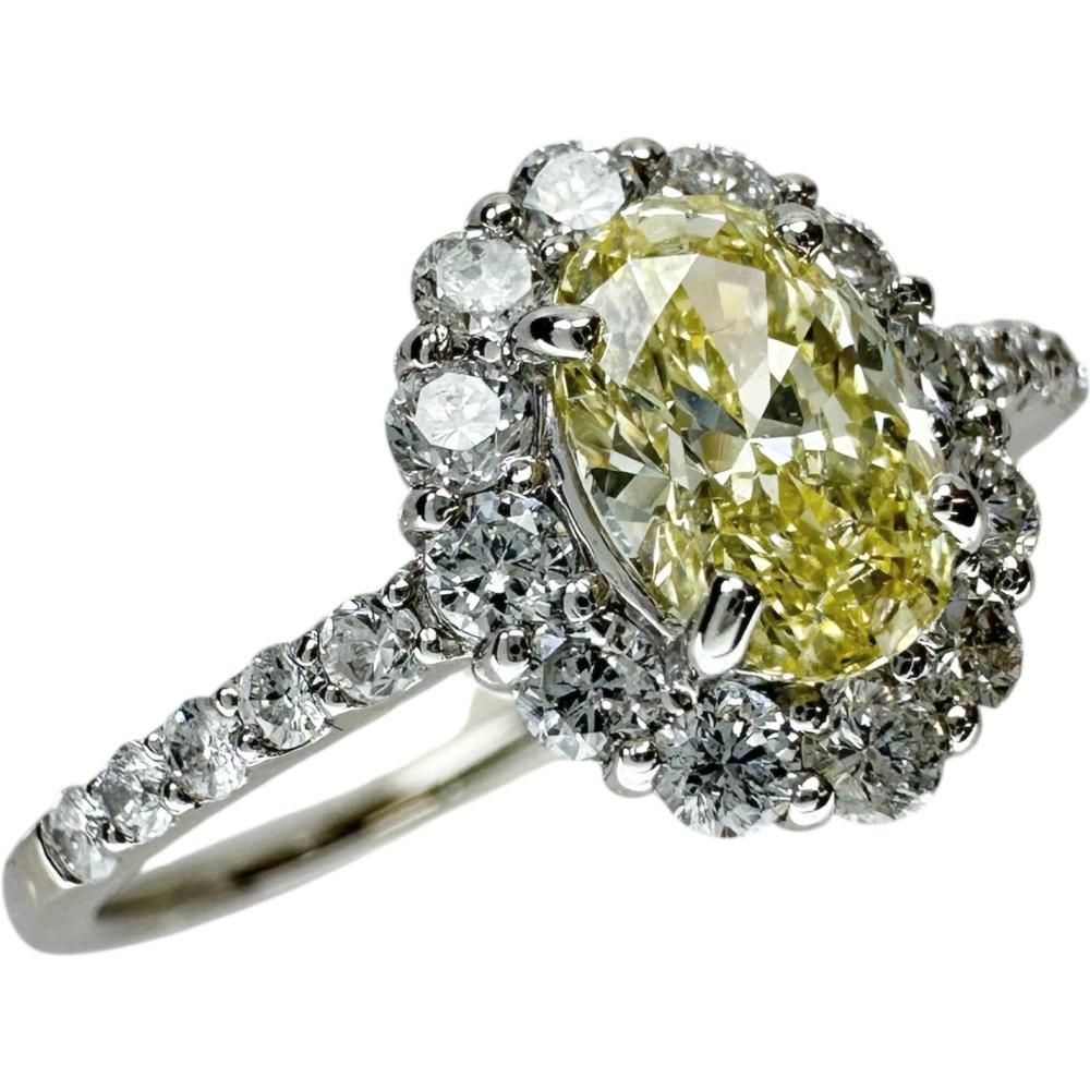 12号 ファンシーライトイエローダイヤモンド FLY-SI 2 0.554 ct ダイヤモンド 0.41 リング 指輪 Pt 950プラチナ 3.0 g レディース NN