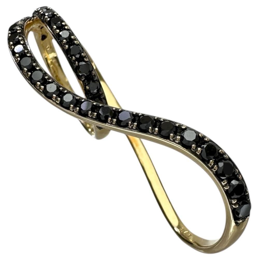 13号 Wリング ツーフィンガーリング ブラックダイヤモンド 1.05ct リング 指輪 K18ゴールド 18金 6.8g レディース 真子質店 NN