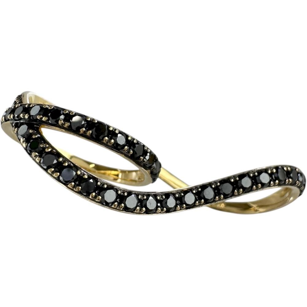 13号 Wリング ツーフィンガーリング ブラックダイヤモンド 1.05 ct リング 指輪 K 18ゴールド 18金 6.8 g レディース NN