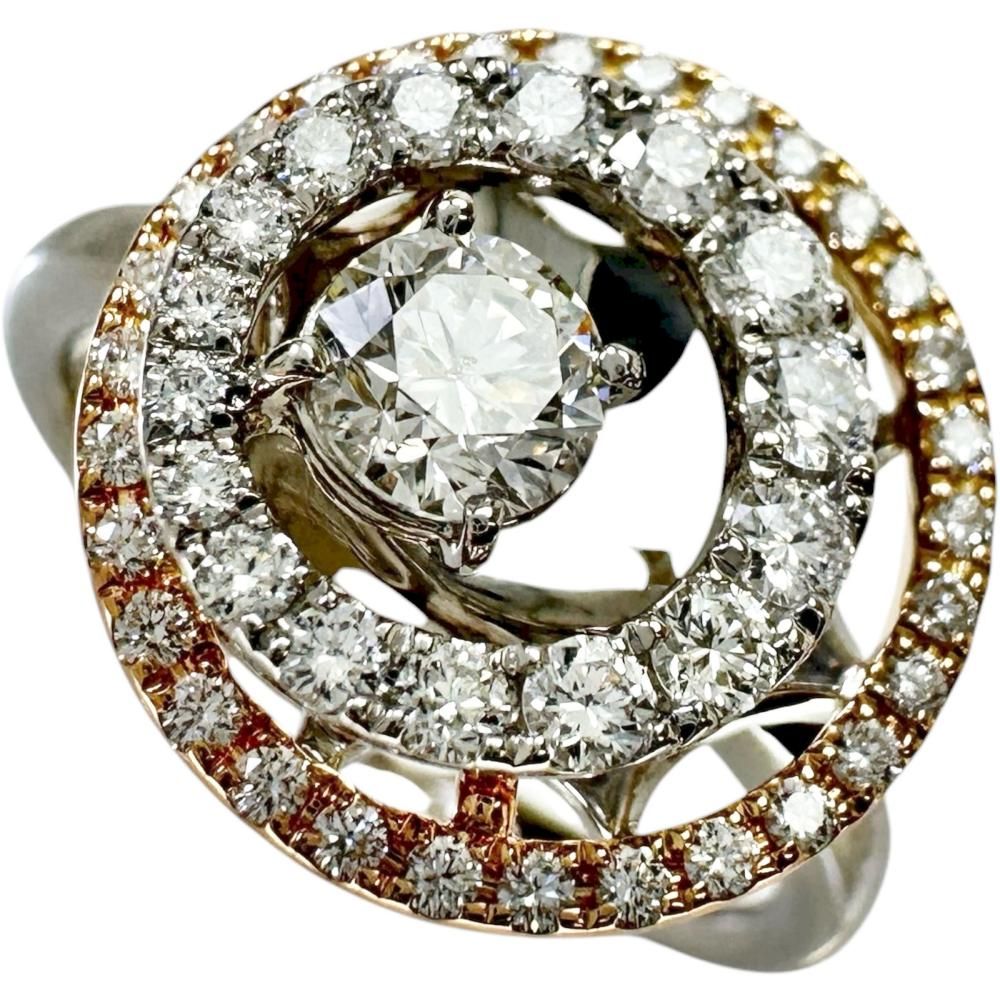 13号 中央ダイヤモンド 0.305ct 取り巻きダイヤモンド 0.41ct リング 指輪 Pt900プラチナ K18PGピンクゴールド 18金 6.4g レディース 真子質店 NN