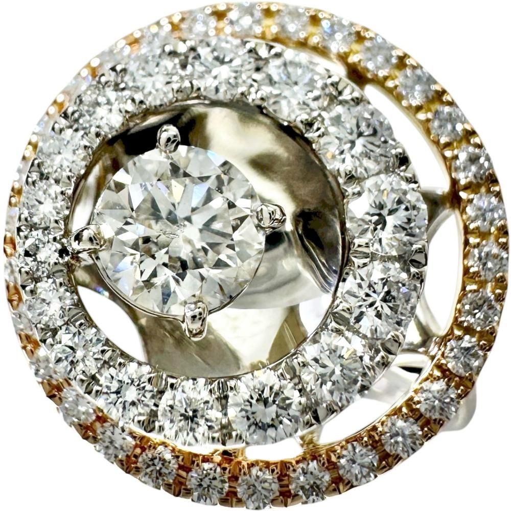 13号 中央ダイヤモンド 0.305 ct 取り巻きダイヤモンド 0.41 リング 指輪 Pt 900プラチナ K 18 PGピンクゴールド 18金 6.4 g レディース NN