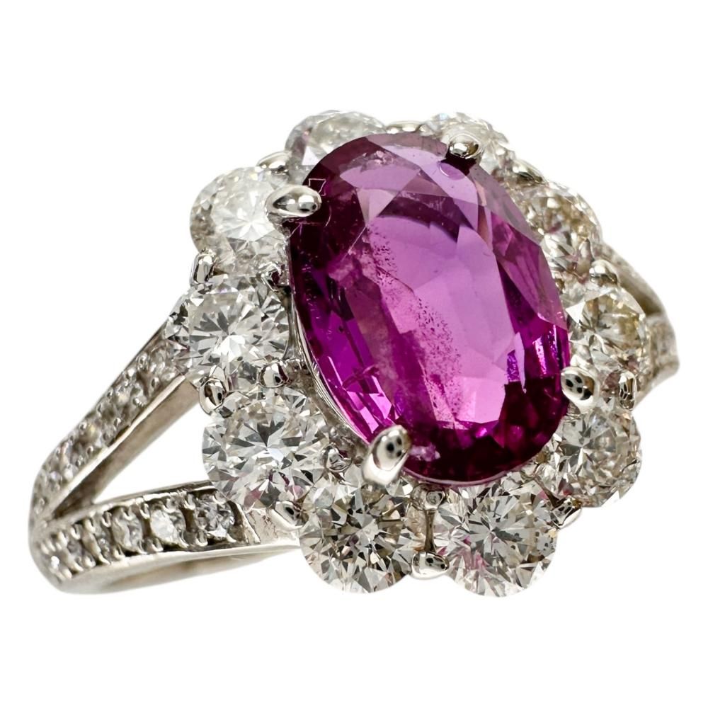 13号 非加熱パープルサファイア 1.214 ct ダイヤモンド 0.85 リング 指輪 Pt 900プラチナ 5.5 g レディース NN