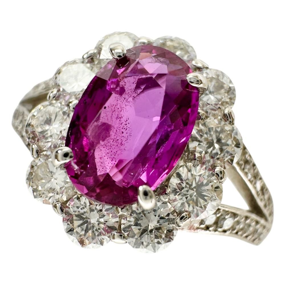 13号 非加熱パープルサファイア 1.214ct ダイヤモンド 0.85ct リング 指輪 Pt900プラチナ 5.5g レディース 真子質店 NN