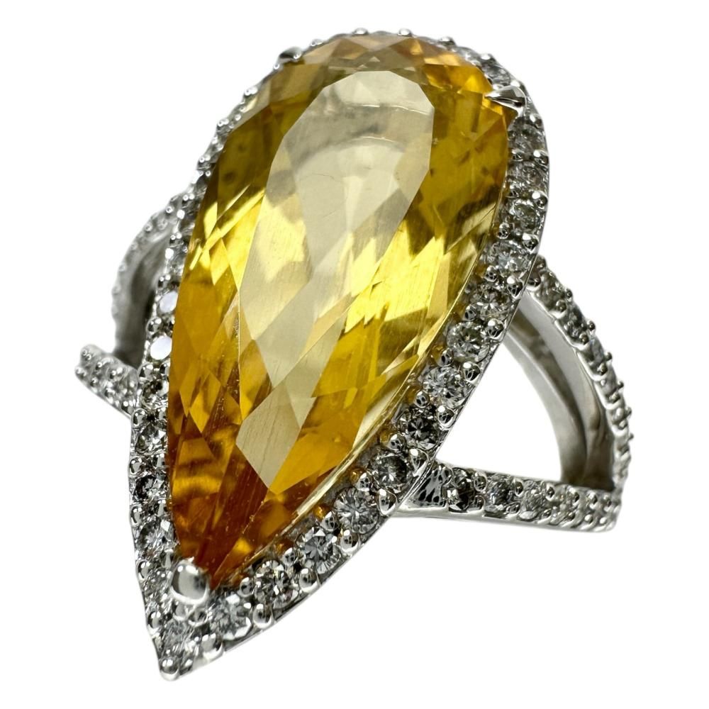 12号 イエローベリル 5.49ct ダイヤモンド 0.55ct リング・指輪 Pt900