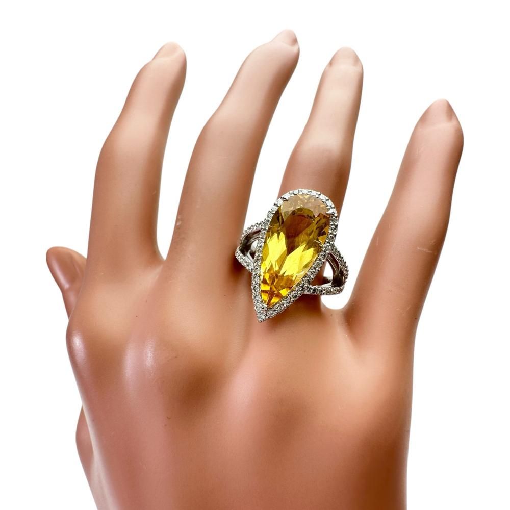 12号 イエローベリル 5.49ct ダイヤモンド 0.55ct リング・指輪 Pt900