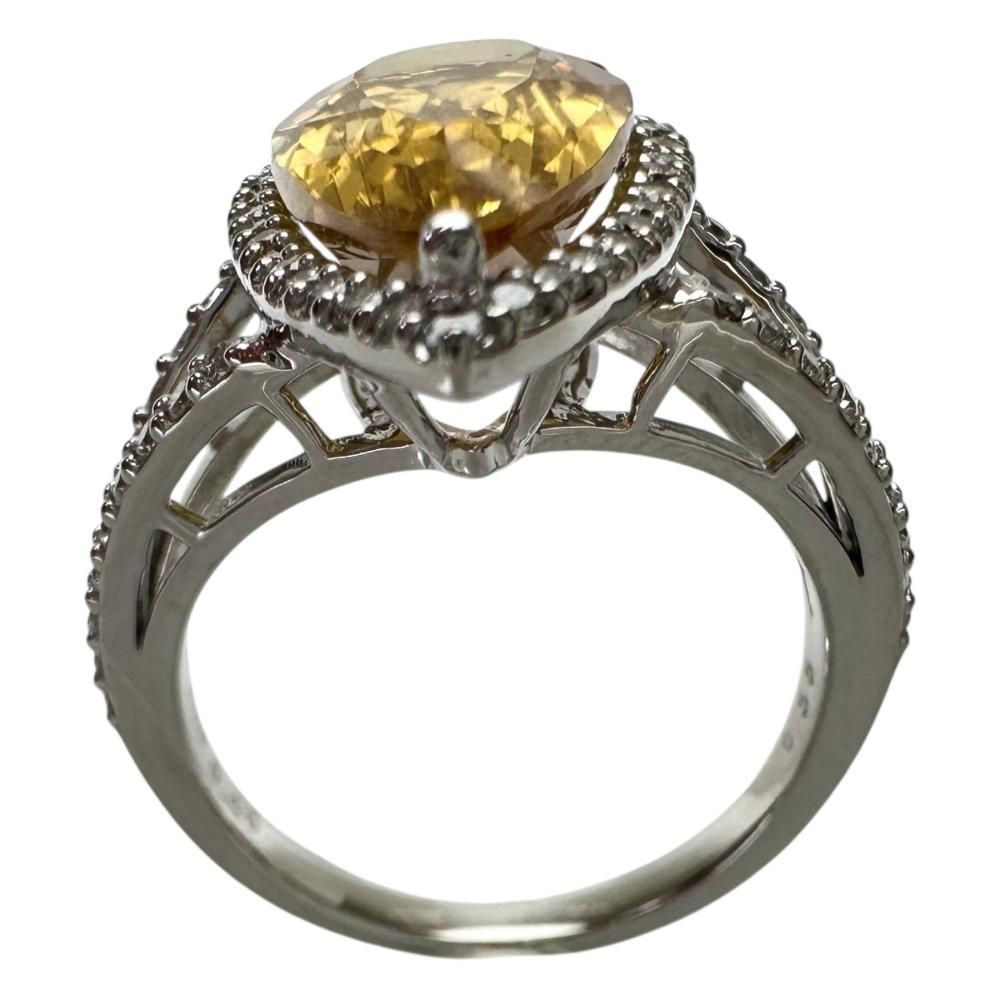 12号 イエローベリル 5.49ct ダイヤモンド 0.55ct リング・指輪 Pt900