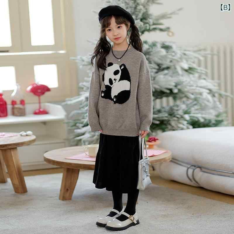 子供 ニット セーター セットアップ 秋冬 クリスマス 新年 女の子 向け 厚手 パンダ コーデュロイ スカート かわいい 120cm 130cm 140cm 15 WWW_OPDRERGINERDOGAN_COM