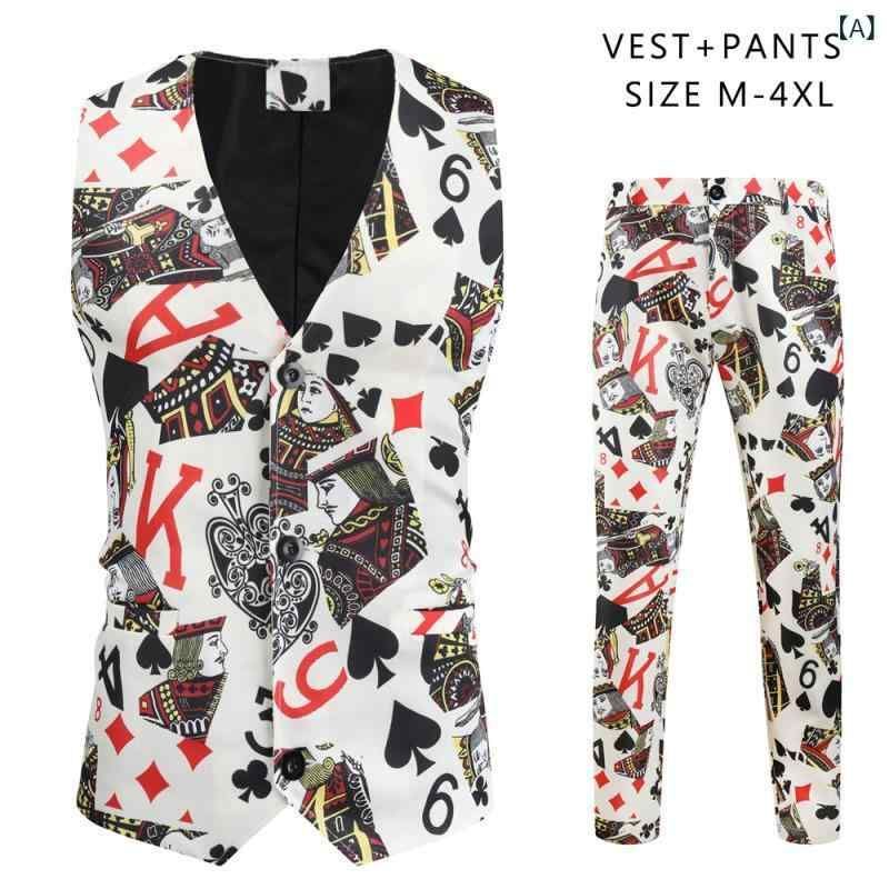 スーツ メンズ 男性用 クリスマス 3Dプリント シングルボタン カジュアル フォーマル スーツ セットアップ 混紡繊維