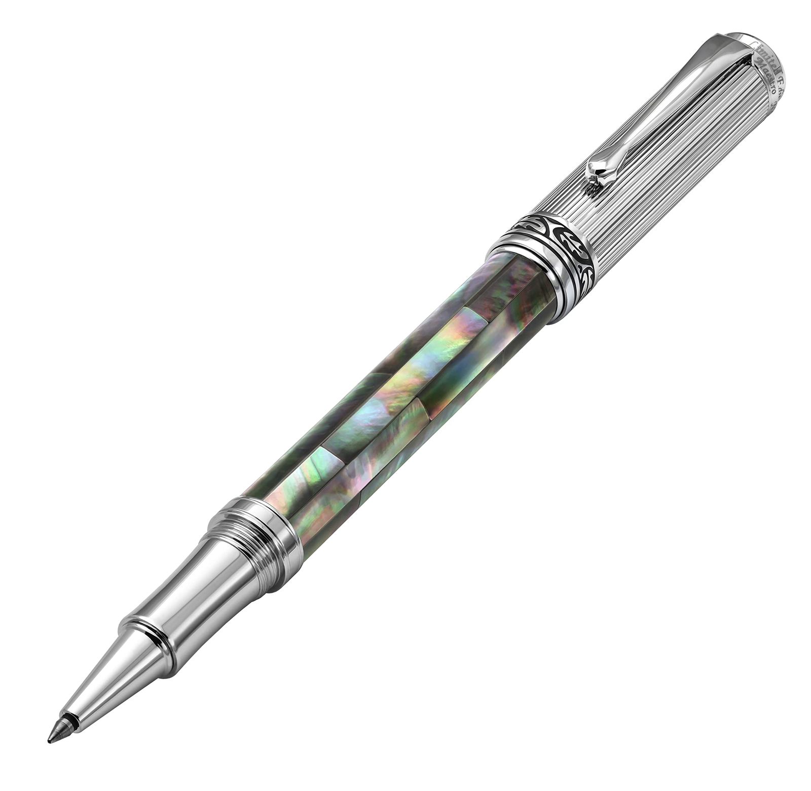 Xezo Maestro ブラック マザーオブパール ボールペン 細字 クロームメッキ ハンドメイド ペン2本なし Black Mother of Pearl and Chrome Rollerball