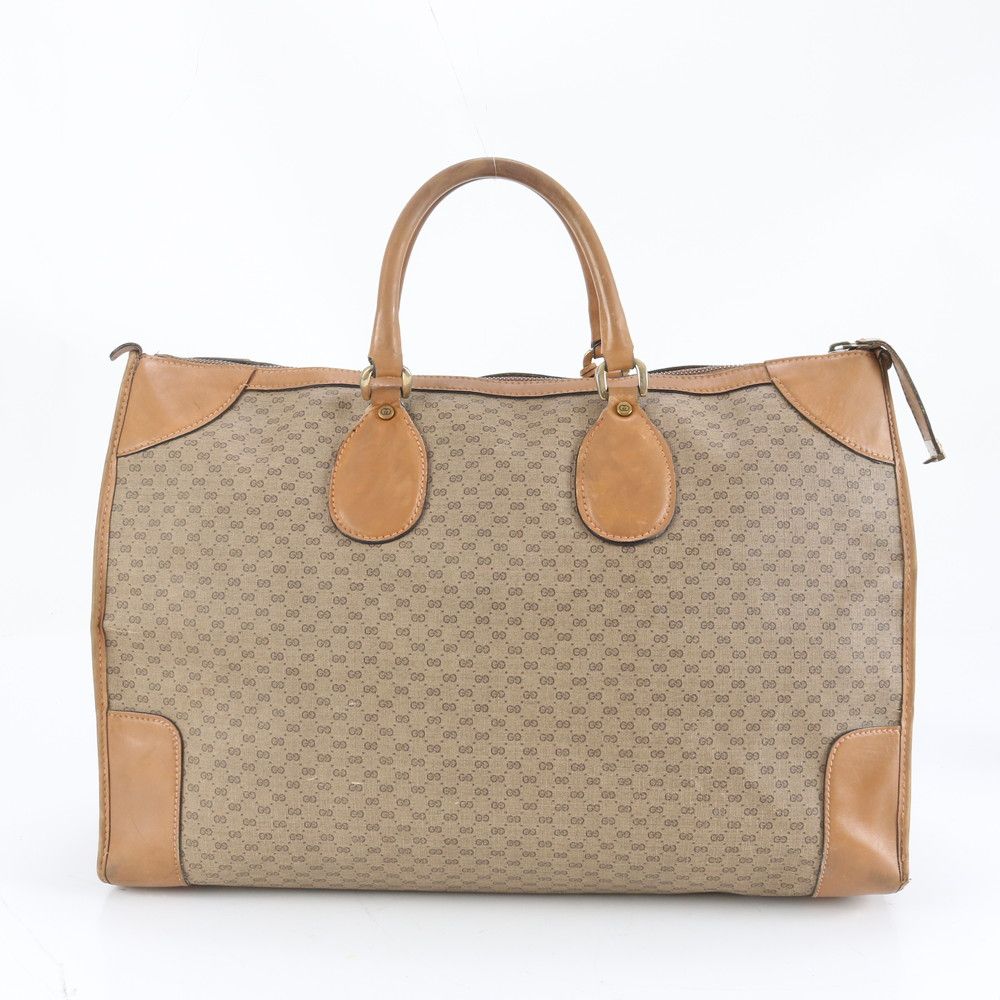 グッチ マイクロGG レザー ボストン バッグ 出張 旅行 トート キャリー 本革 ブラウン 茶色 A4 メンズ CCM CZ12-8