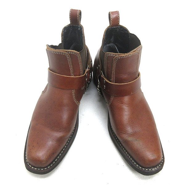 Q 26.5cm アルファ ALPHA 本革レザーリングブーツ 茶 MENS 29