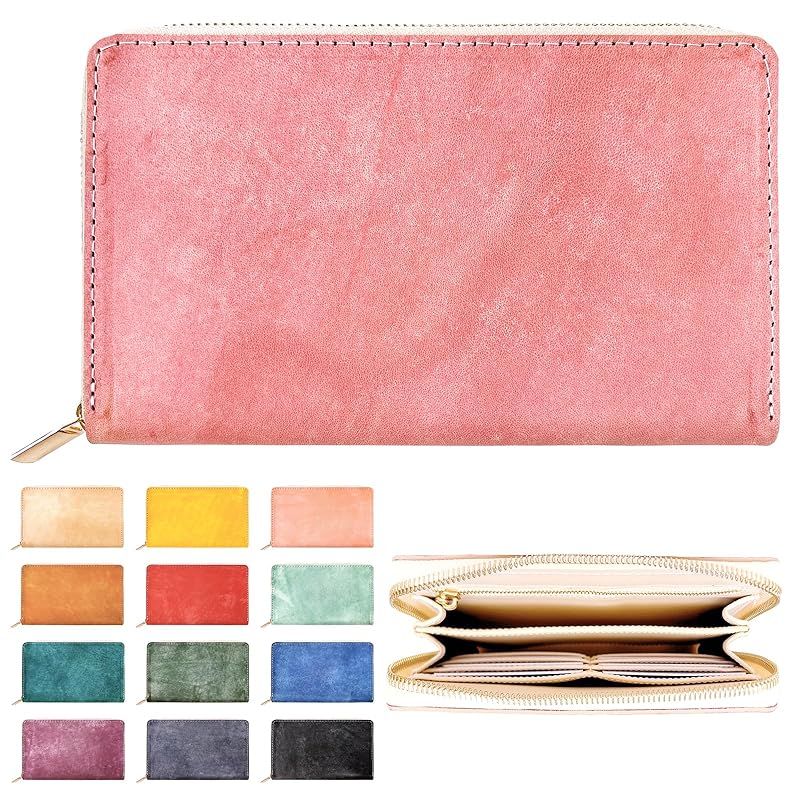 トレンディヤマギシ マヤレザー 本革 イタリア製 レザーケース マルチケース 通帳ケース 母子手帳ケース パスポートケース メンズ レディース おしゃれ ファスナー付き 大容量 マヤベリー ピンク