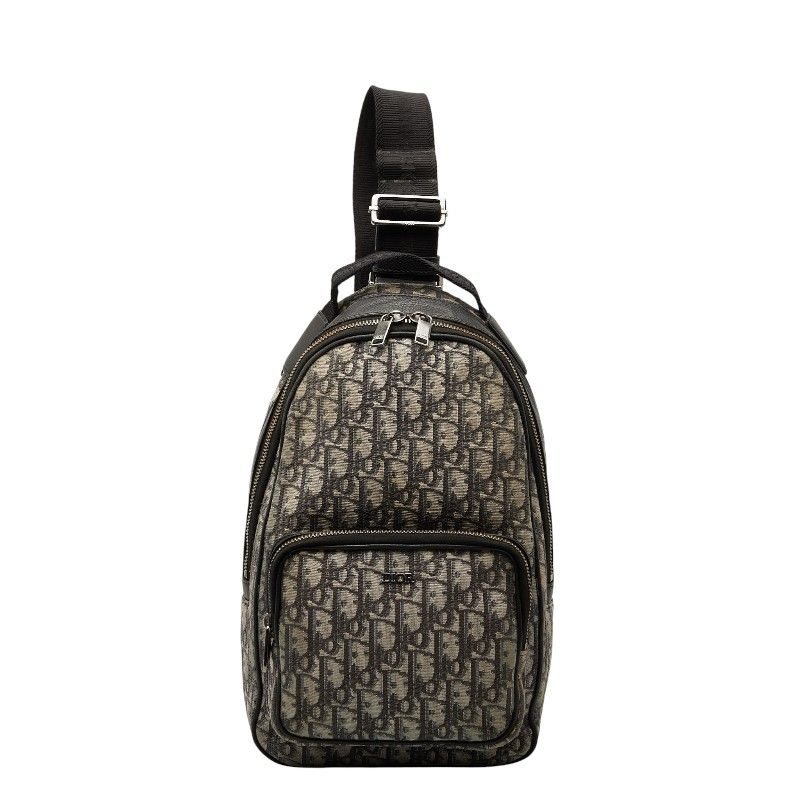 ディオール オブリーク トロッター 斜め掛け ボディバッグ ショルダーバッグ ベージュ ブラック キャンバス レザー メンズ Dior 1 0236458