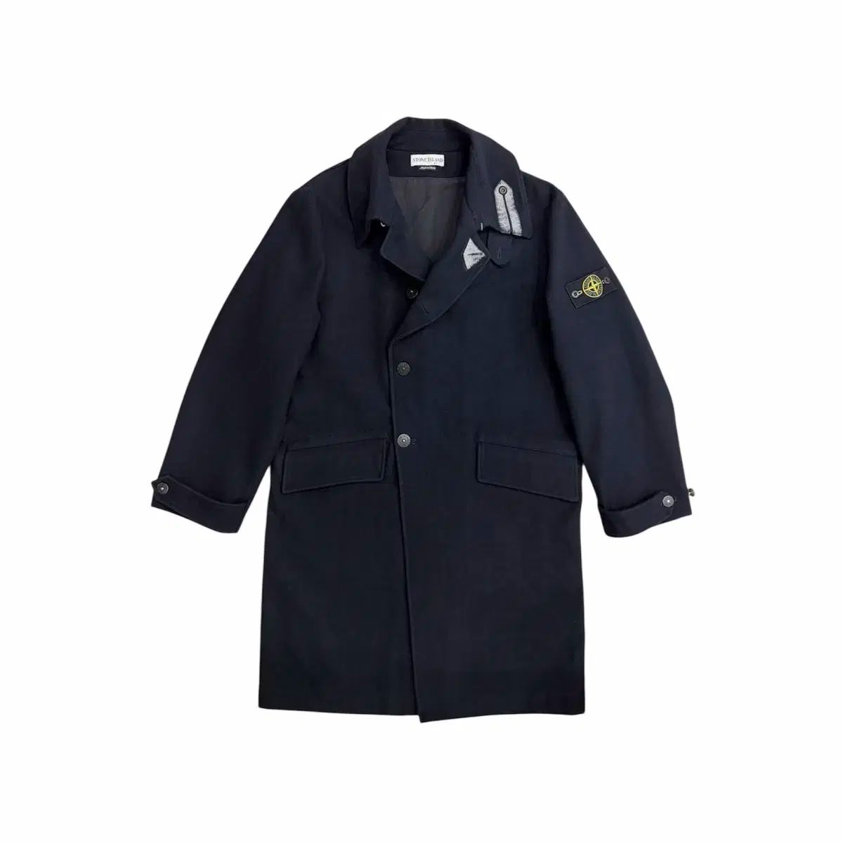 ストーンアイランド 00s ネイビー ウール ワッペン コート Long ウール ジャケット xl