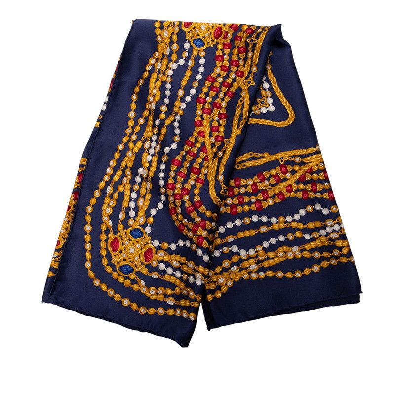 シャネル ジュエリー 宝石柄 ネイビー マルチ シルク レディース CHANEL 1-0239212