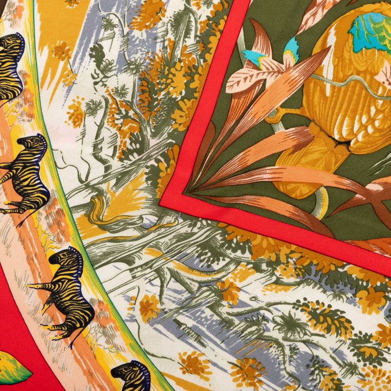 和風の エルメス カレ90 TROPIQUES トロピック ブラウン マルチ シルク レディース HERMES 1-0239221 しました