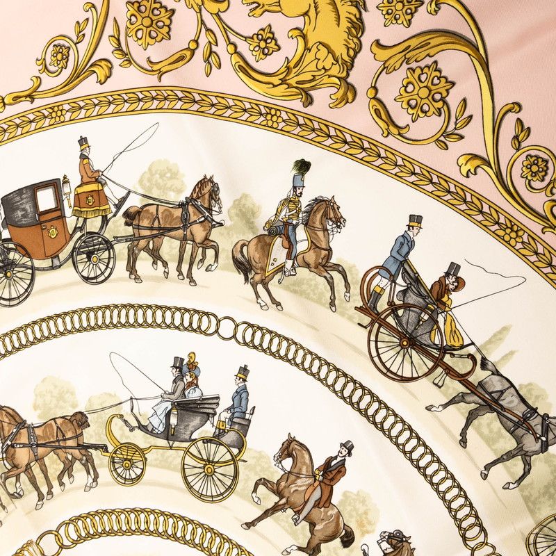 エルメス カレ90 LA DE ロンシャンへの散歩 ピンク マルチ シルク レディース HERMES 1 0239839 ゆったり設計 その他 