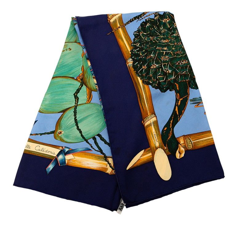 エルメス カレ90 Nouvelle Coledonie ニューカレドニア ネイビー マルチ シルク レディース HERMES 1-0239847