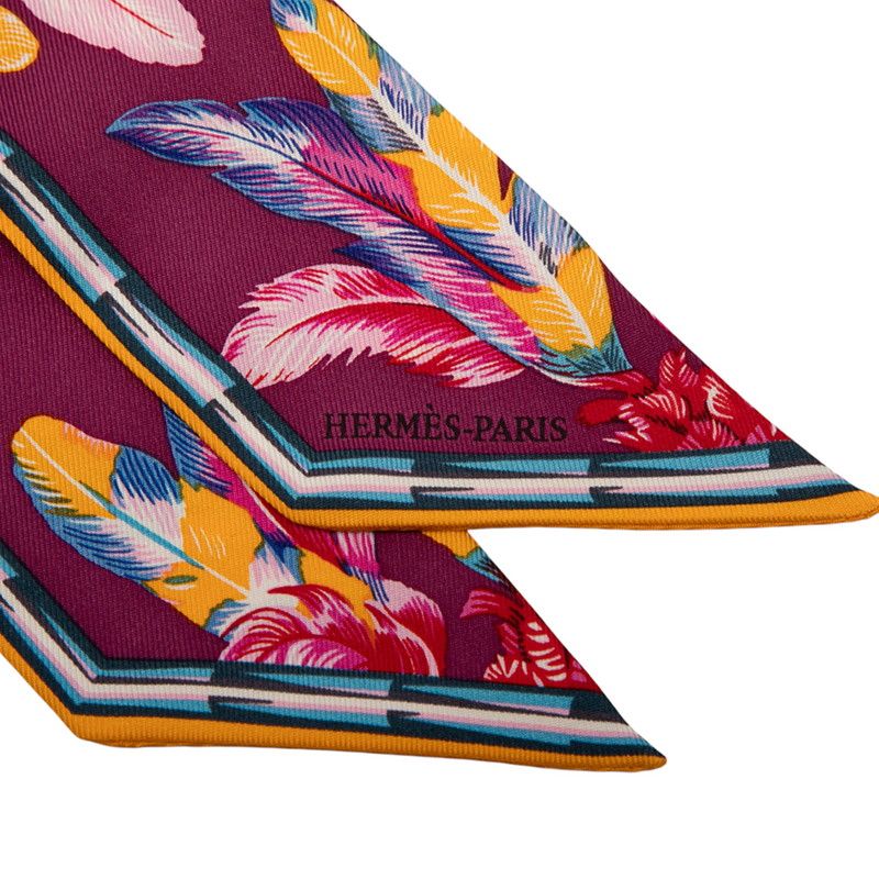 試着 エルメス ツイリー BRAZIL パープル マルチ シルク レディース HERMES 1-0239866 人類