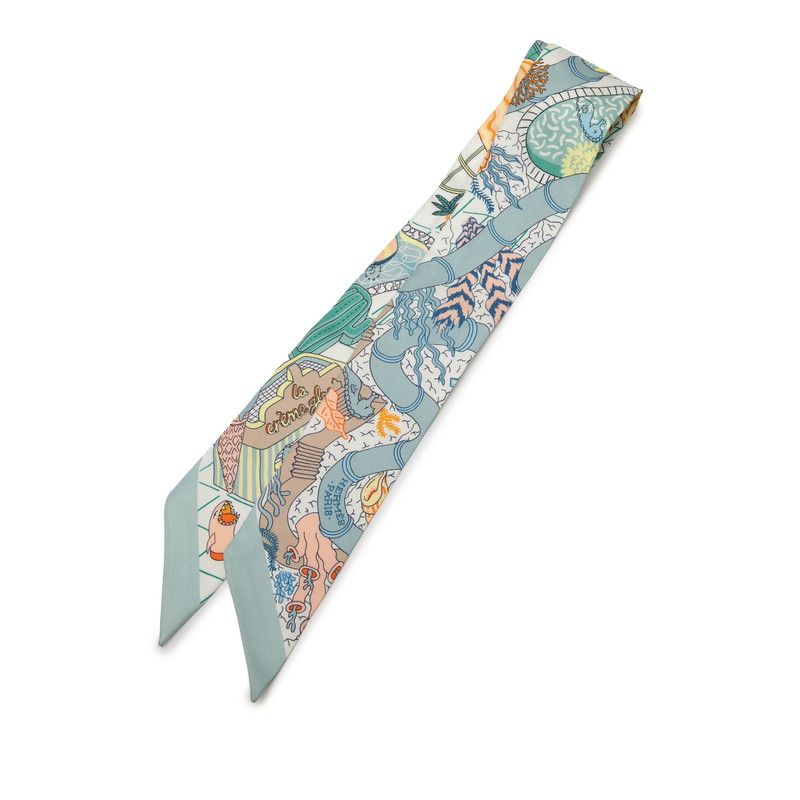 エルメス ツイリー SPLASH PARK ブルー マルチ シルク レディース HERMES 1-0239895