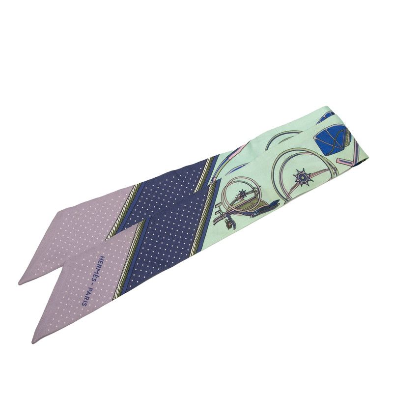 エルメス ツイリー Les Voitures a transformation 折り畳み式幌の馬車 グリーン マルチ シルク レディース HERMES 1-0239901