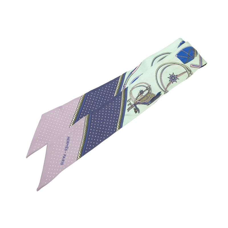 エルメス ツイリー Les Voitures a transformation 折り畳み式幌の馬車 グリーン マルチ シルク レディース HERMES 1 0239902