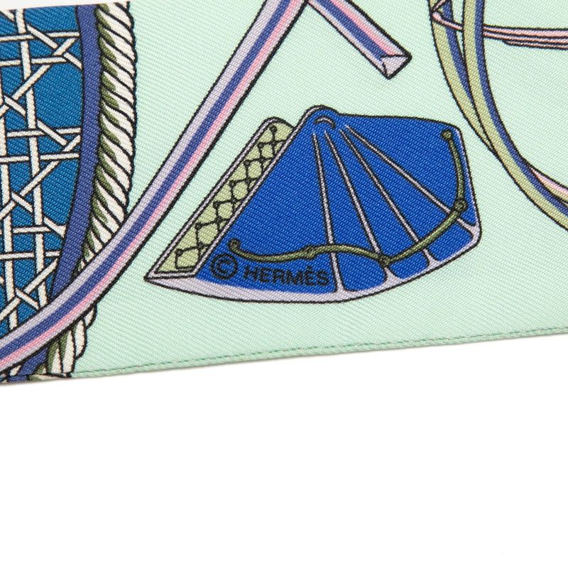 エルメス ツイリー Les Voitures a transformation 折り畳み式幌の馬車 グリーン マルチ シルク レディース HERMES 1-0239902
