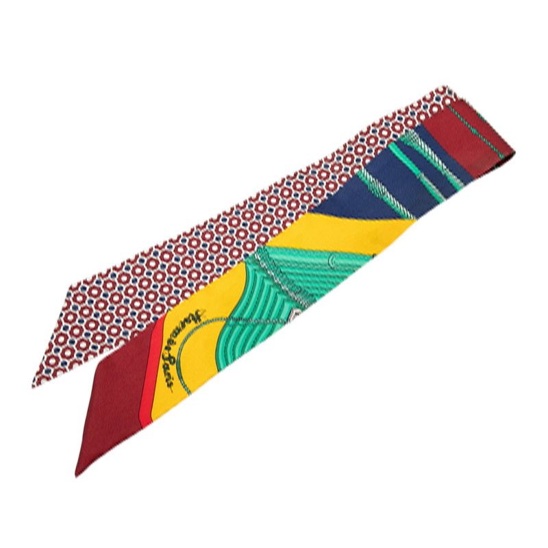 エルメス ツイリー CLIC CLAC MODERN CANNAGE レッド マルチ シルク レディース HERMES 1-0239904