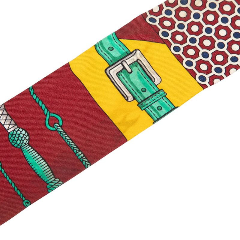 エルメス ツイリー CLIC CLAC MODERN CANNAGE レッド マルチ シルク レディース HERMES 1-0239904