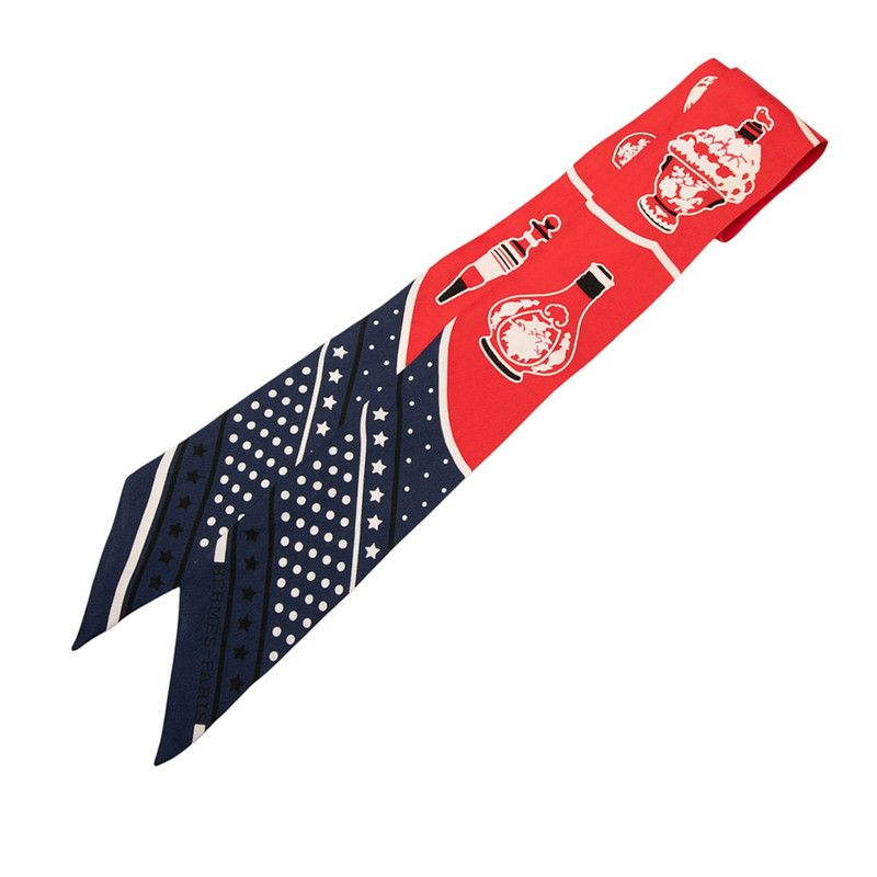 エルメス ツイリー Les Flacons Bandana 香水瓶 レッド マルチ シルク レディース HERMES 1-0239905