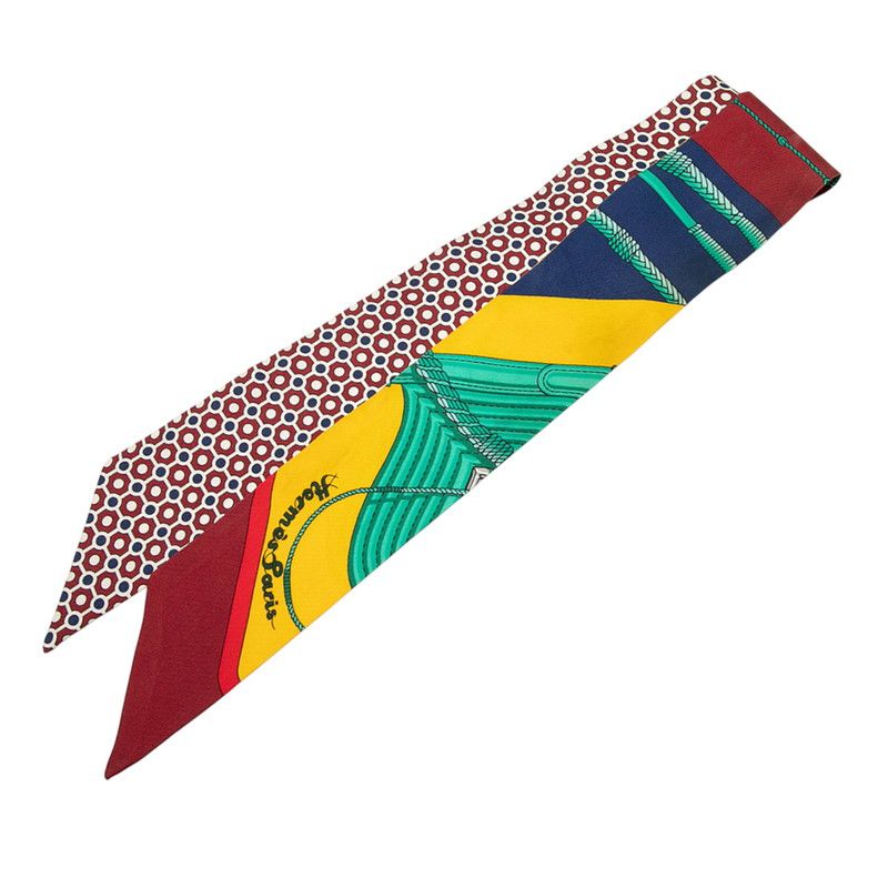 エルメス ツイリー CLIC CLAC MODERN CANNAGE レッド マルチ シルク レディース HERMES 1-0239907