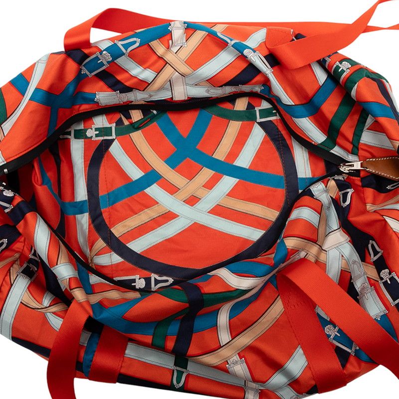  エルメス エアシルク ダッフル44 カヴァルカドゥール ボストンバッグ ハンドバッグ オレンジ マルチ シルク レディース HERMES 222-40814 ボストンバッグ 旅行用バッグ バッグ