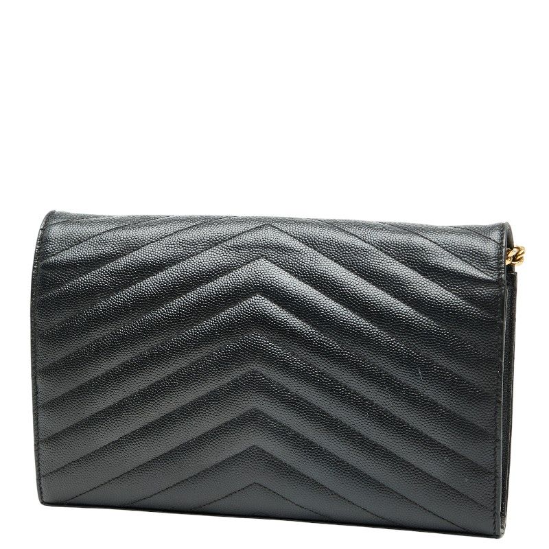 サンローラン カサンドラ YSLロゴ チェーンウォレット ブラック レザー レディース SAINT LAURENT 1-0241650