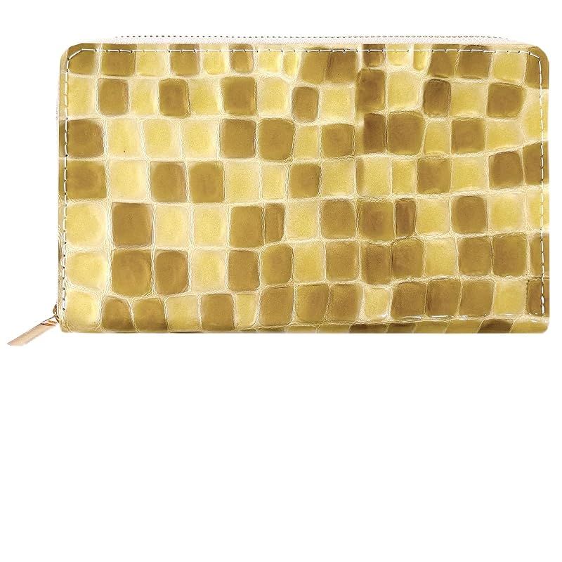 トレンディヤマギシ 牛革 革 レザーケース マルチケース 通帳ケース 母子手帳ケース パスポートケース メンズ レディース おしゃれ ファスナー付き 大容量 ちょっと上品なステンドグラス ゴールド