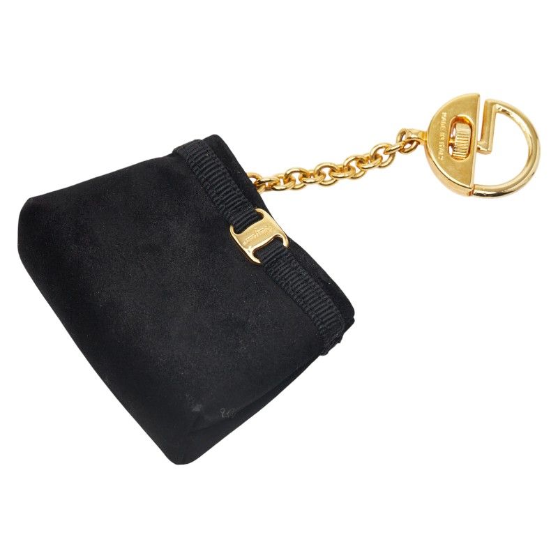 サルヴァトーレフェラガモ ヴァラ バッグチャーム キーホルダー ブラック ゴールド スウェット メッキ レディース Salvatore Ferragamo 1-0242164