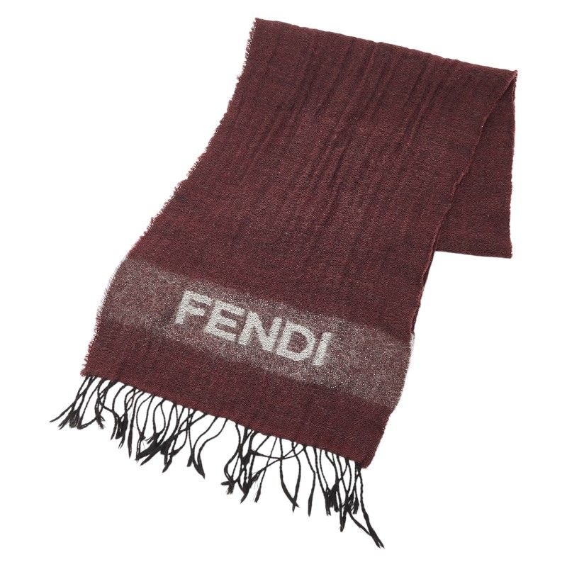 フェンディ ロゴ ワインレッド ブラック ウール レディース FENDI 1-0242351