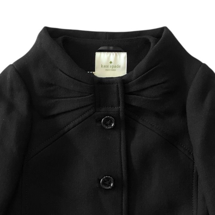 kate spade new york ケイトスペード ノーカラーウールコート リボン