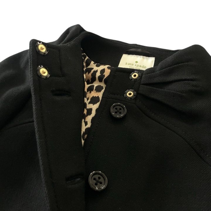 kate spade new york ケイトスペード ノーカラーウールコート リボン